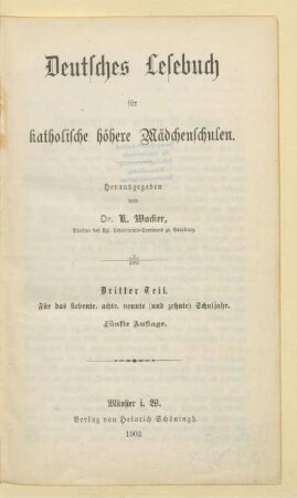 Teil 3, [Schülerband]: Für das siebente, achte, neunte (und zehnte) Schuljahr
