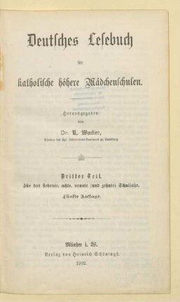 Teil 3, [Schülerband]: Für das siebente, achte, neunte (und zehnte) Schuljahr