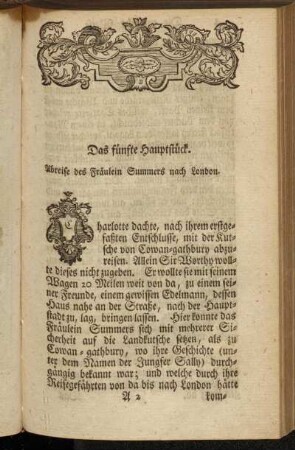 Das fünfte Hauptstück. Abreise des Fräulein Summers nach London.
