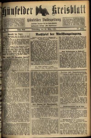 Erste Ausgabe vom Donnerstag, den 29. März 1928.