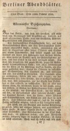 27tes Blatt. Den 31ten October 1810.