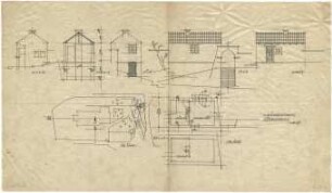 Döllgast, Hans; Bergheim - Neuburg (Bayern); Leichenhaus - Lageplan; Grundriss; Ansichten; Schnitt
