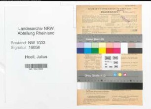 Entnazifizierung Julius Hoell , geb. 05.12.1895 ()