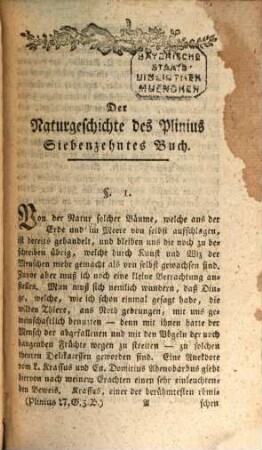 Cajus Plinius Secundus Naturgeschichte, Fünfter Band