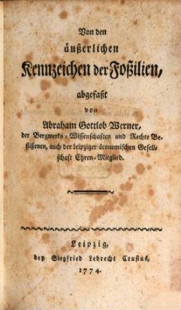 Von den äußerlichen Kennzeichen der Foßilien