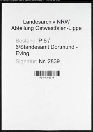 Sterberegister Standesamt Dortmund-Eving (V)