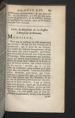 Létre de Monsieur de la Chastre à Monsieur de Brienne.