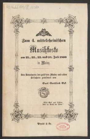 Textsammlung zum Vierten mittelrheinischen Musikfest
