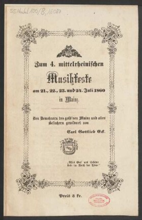 Textsammlung zum Vierten mittelrheinischen Musikfest
