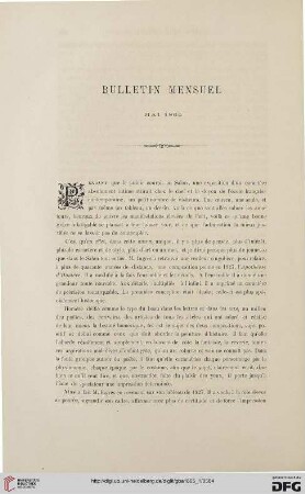 Bulletin mensuel: Mai 1865
