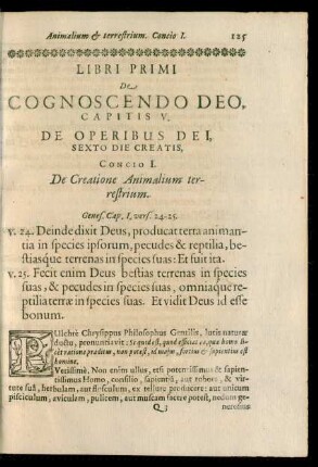Libri Primi De Cognoscendo Deo, Capitis V. De Operibus Dei, Sexto Die Creatis