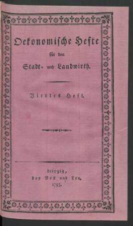 Viertes Heft [Quartal]
