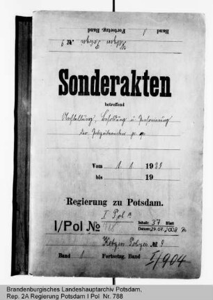 Amtsbezeichnung, Anstellung, Ausrüstung, Bekleidung, Schulung, Versetzung, Besoldung und Versorgung der kommunalen Polizeibeamten in Ketzin