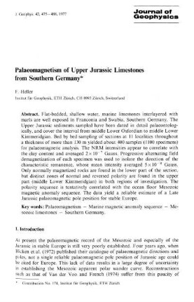 Palaeomagnetism of upper Jurassic limestones from Southern Germany