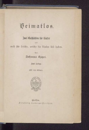 Heimatlos : zwei Geschichten für Kinder und auch für Solche, welche die Kinder lieb haben