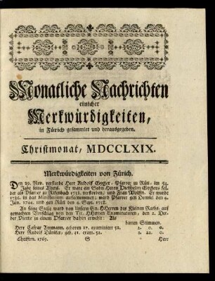 Christmonat, MDCCLXIX