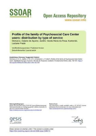 Profile of the family of Psychosocial Care Center users: distribution by type of service