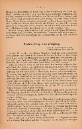 Vorbereitung und Zeugung