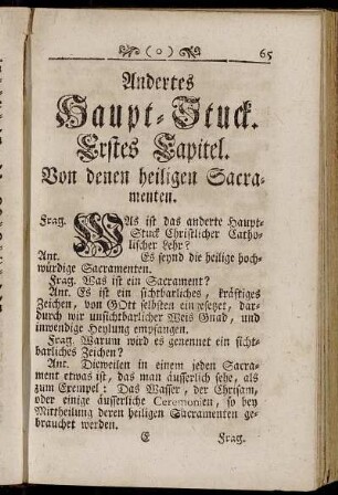 Erstes Capitel. Von denen heiligen Sacramenten
