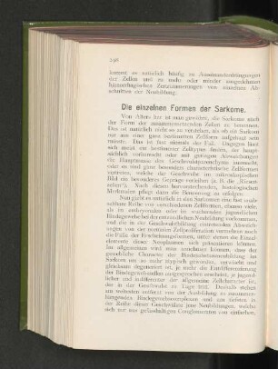 Die einzelnen Formen der Sarkome.