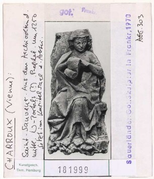 Charroux: Abteikirche Saint-Sauveur, mittleres Westportal (?), Prophet, jetzt im Kapitelsaal