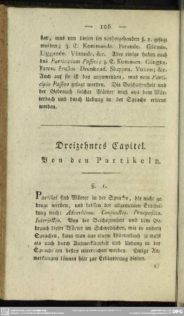 Dreizehntes Capitel. Von den Partikeln