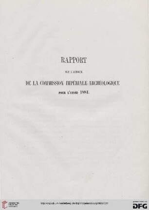 Rapport sur l'activité de la Commission impériale archéologique