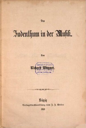 Das Judenthum in der Musik