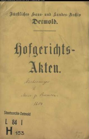 Herbermeier, Jobst zu Salzuflen gegen Johann Meier zu Biemsen - Schuldforderung