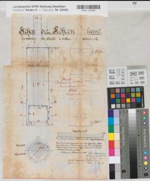 Vorhelm (Ahlen) Grube Frigge Kesselanlage stehender Röhrenkessel Grundriß, Schnitt 1889 1 : 15 48 x 30 Zeichnung Bergämter Nr. 5366