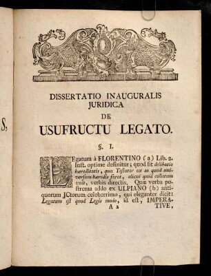 3-16, Dissertatio Inauguralis Juridica De Usufructu Legato. Corollaria.