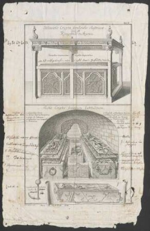 Delineatio Cryptae sepulcralis Austriacae quae est Königsfeldae in Argovia und Sectio Cryptae secundum latitudinem
