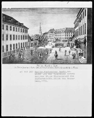 Hackescher Markt, Ansicht von der Spandauer Brücke aus, im Hintergrund die Sophienkirche