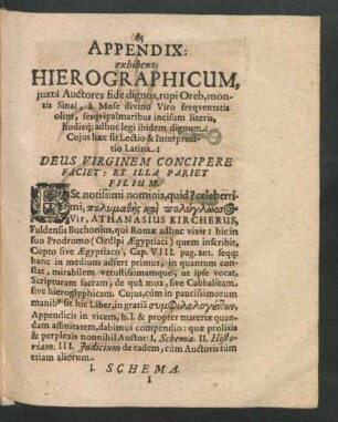 Appendix exhibens Hierographicum