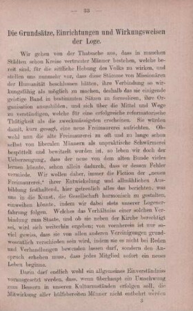 Die Grundsätze, Einrichtungen und Wirkungsweisen der Loge