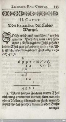 II. CAPUT. Von Extraction der Cubic-Wurtzel.