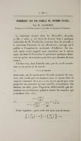 Remarques sur une famille de courbes planes.