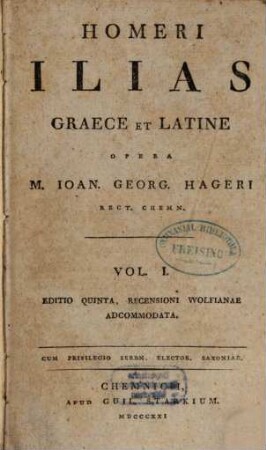 Homeri Ilias : Graece et Latine, 1