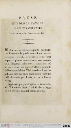 II. Paese. Quadro in tavola di Eglon Vander Néer