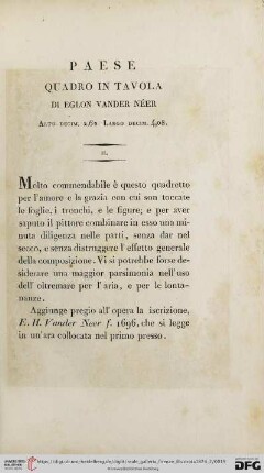 II. Paese. Quadro in tavola di Eglon Vander Néer