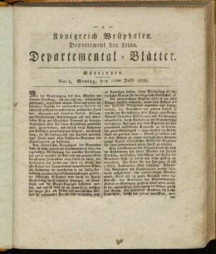 Nro 1. Montag, den 11ten Juli 1808 [-] Nro 10. Montag, den 11ten August 1808