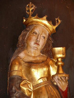 Figur in einem spätgotischen Flügelaltar in der Kirche St. Peter und Paul in Detwang, Taubertal