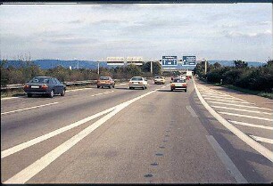 Ausfahrt aus Nebenfahrbahn Süd (Mannheim Richtung Heidelberg) zu Hauptfahrbahn Süd (Mannheim Richtung Heidelberg)