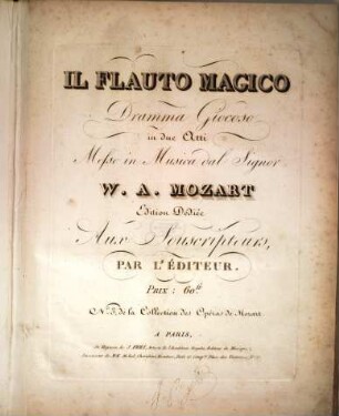 Il flauto magico : dramma giocoso in due atti