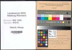 Entnazifizierung Marga Olesch , geb. 03.02.1911 (Kaufmaennische Angestellte)
