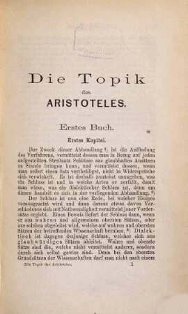 Die Topik des Aristoteles : [des Organon 4. Theil]