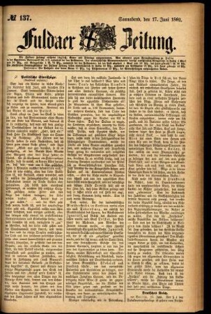 Ausgabe vom Samstag, den 17. Juni 1882.
