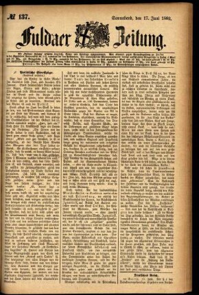 Ausgabe vom Samstag, den 17. Juni 1882.