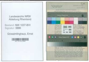 Entnazifizierung Ernst Grossimlinghaus , geb. 14.01.1907 (Elektriker)