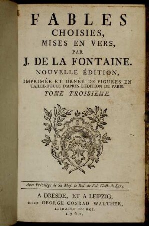 3: Fables Choisies, Mises en Vers. Tome Troisiéme